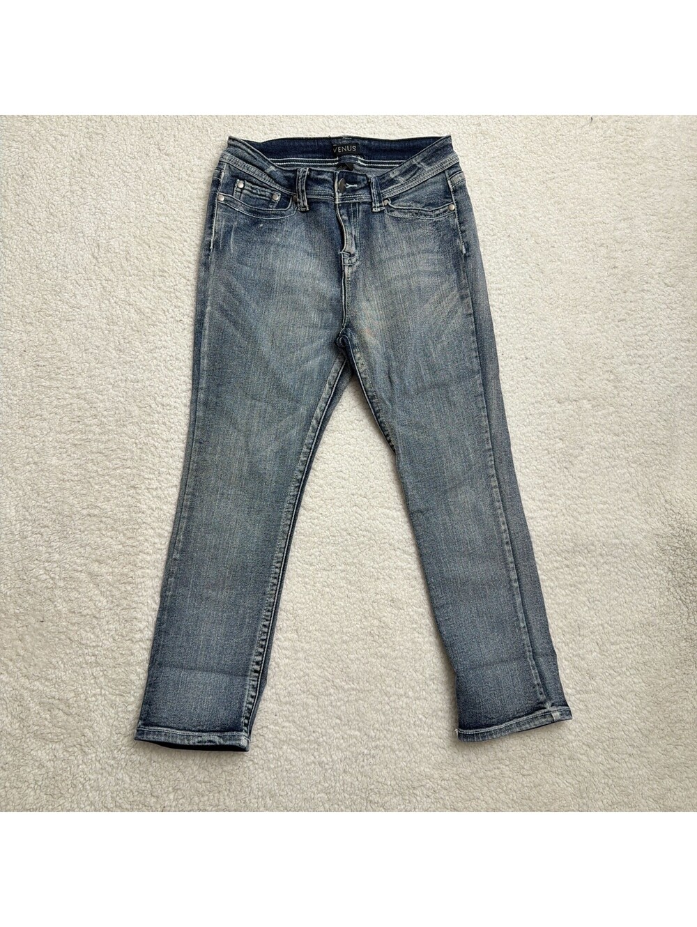 Venus Jeans Womens 6 Y2K Low Rise Cropped Rhinestone Stud Embellished Vintage